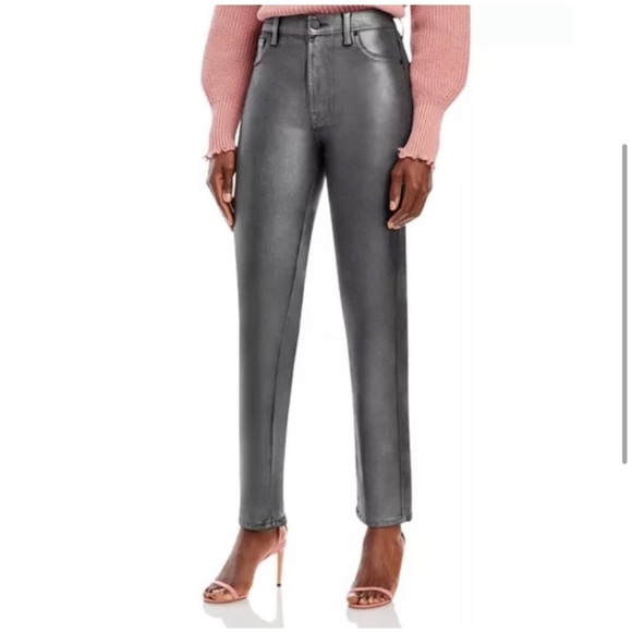 7 For All Mankind Straight Jeans in Coated Pewter - Picture 3 of 12